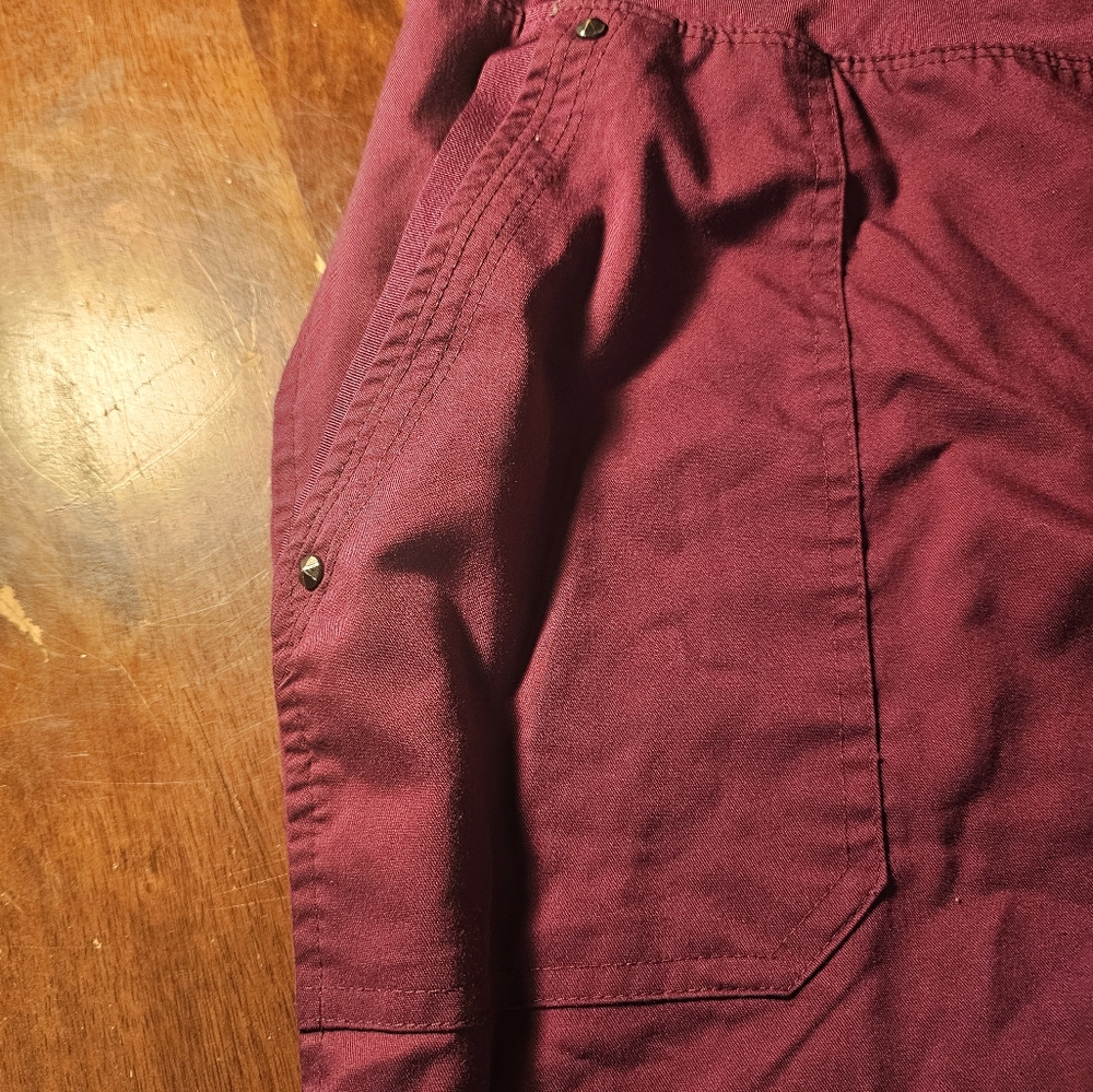 Purple Label Yoga Healing Hands Women Tori Scrub Pants  size large Wine Red - Picture 2 of 6